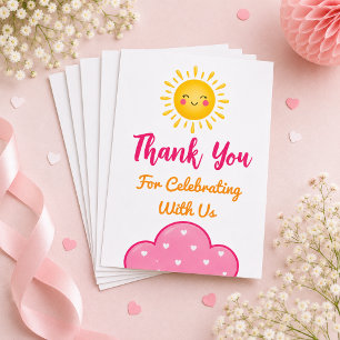 Carte De Remerciements Soleil Jaune Aquarelle Souriante Pour Nouveau-Né