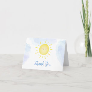 Carte De Remerciements Soleil Nuages Bleu Anniversaire