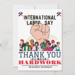 Carte De Remerciements Solidarité Travailleur Unité Fête du Travail avec 