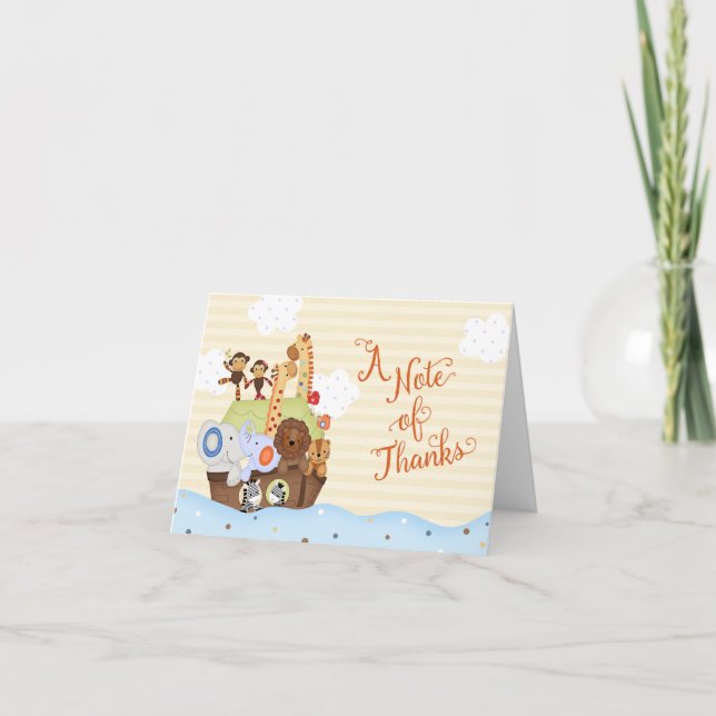 Carte De Remerciements Solides solubles Noé/Merci de baby shower arche de (Devant)