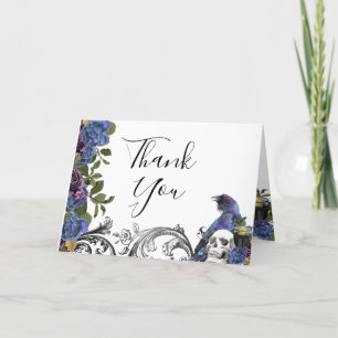 Carte De Remerciements Sombre Corbeau violet Rose Mariage gothique
