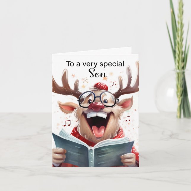 Carte De Remerciements Son Funny Christmas Reindeer Chant (Devant)