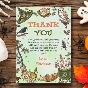 Carte De Remerciements Sorcière Halloween garçon fête d'anniversaire Cart