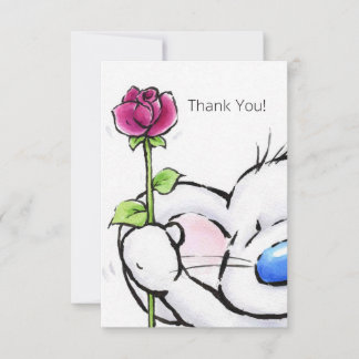 Carte De Remerciements souris mignonne extraordinaire avec le rose rouge,