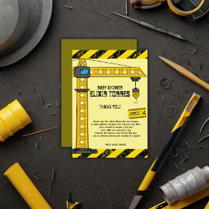 Carte De Remerciements Sous Construction Tower Cranes Baby shower