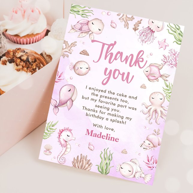 Carte De Remerciements Sous La Fête D'Anniversaire Des Filles De La Mer (Créateur téléchargé)