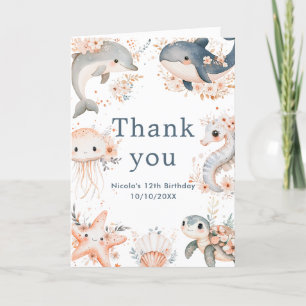Carte De Remerciements Sous la mer Animaux fête d'anniversaire
