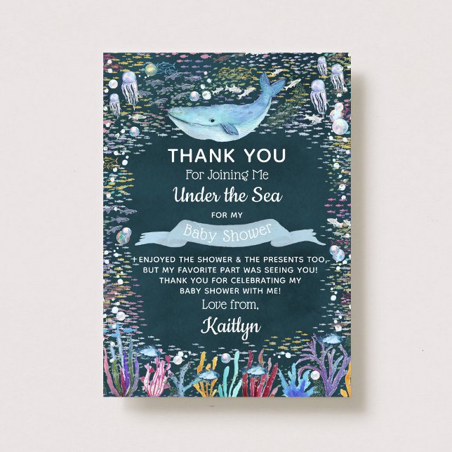 Carte De Remerciements Sous la mer | Baby shower à thème océanique (Créateur téléchargé)