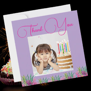 Carte De Remerciements Sous la mer Magique Sirène fille photo Anniversair