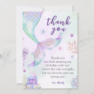 Carte De Remerciements Sous la mer violet Turquoise petite sirène