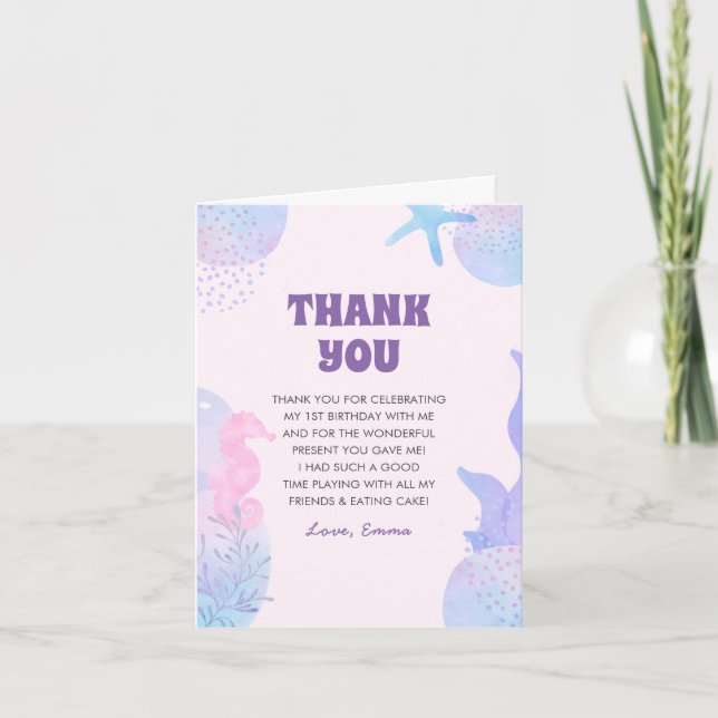 Carte De Remerciements Sous la sirène de mer (Devant)