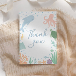 Carte De Remerciements Sous le Baby shower d'animaux de l'océan marin