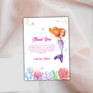 Carte De Remerciements Sous le Baby shower de corail de la princesse Merm