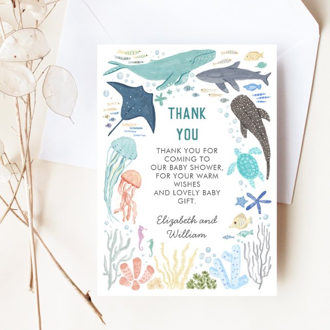 Carte De Remerciements Sous le Baby shower Sea Boy (Créateur téléchargé)