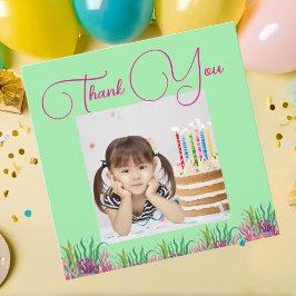 Carte De Remerciements Sous l'Océan Fille Sirène Magique Photo Anniversai