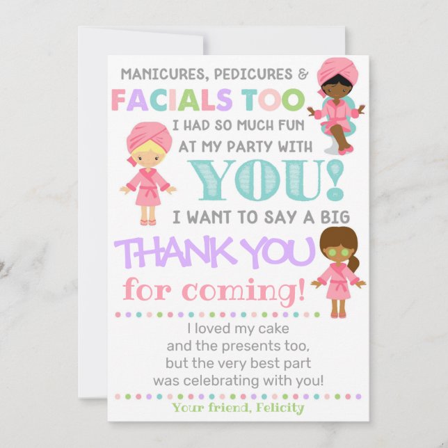 Carte de remerciements spa | Merci spa d'anniversa (Devant)