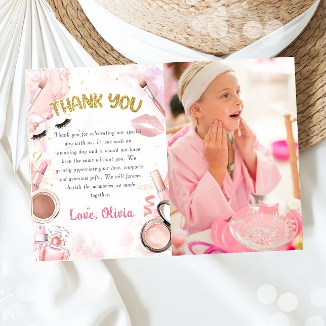 Carte De Remerciements Spa Party Glamor Girl Maquillage Anniversaire Phot (Créateur téléchargé)