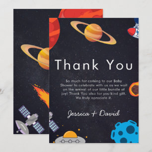 Carte De Remerciements Space Boy Planets mignon Baby shower astronaute