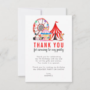 Carte De Remerciements Spectacle de cirque de carnaval mignon Clowns Ball
