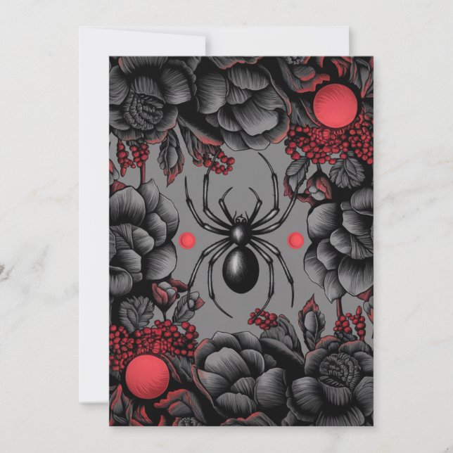 Carte De Remerciements Spider Floral design style gothique (Devant)
