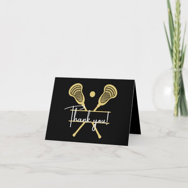 Carte De Remerciements Sports de crosse Noir et Blanc (Devant)
