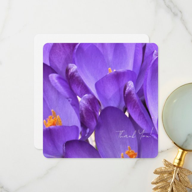 Carte De Remerciements Spring Crocus Flower Photography (Devant/Arrière en situation)