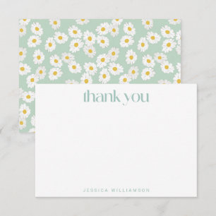 Carte De Remerciements Spring Pastel Sage Green Daisies Fête des mariées