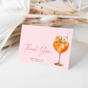 Carte De Remerciements Spritz Aperol Rose Poudré Moderne pour une Baby Sh
