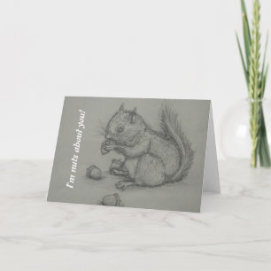 Carte De Remerciements Squirl Eating Nuts pencil drawing greeting card
