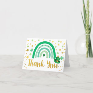 Carte De Remerciements St Patrick's Day Arc-en-ciel Vert & Or