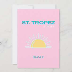 Carte De Remerciements St Tropez, France, Preppy, Rose