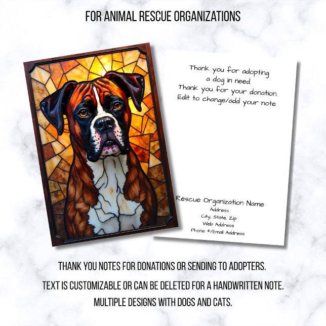 Carte De Remerciements Stained Glass Style Animal Rescue Organization (Créateur téléchargé)