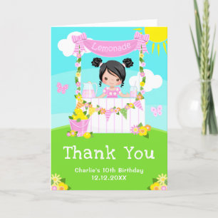 Carte De Remerciements Stand de limonade rose Anniversaire Fille aux chev