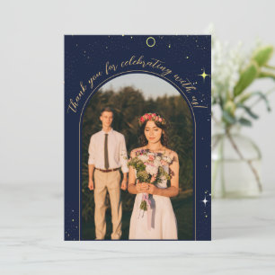 Carte De Remerciements Starry Night Navy Blue Arch Céleste Photo