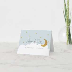 Carte De Remerciements Stars & Crecent Moon Baby Blue Boy