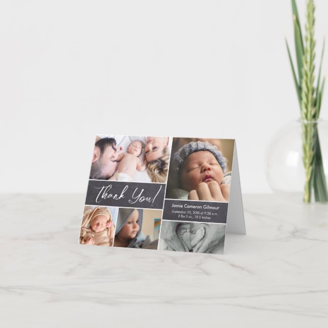 Carte De Remerciements Statistiques de nom personnalisé de naissance de p (Devant)