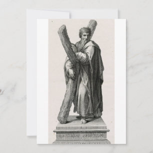 Carte De Remerciements Statue de Saint André Apôtre avec croix