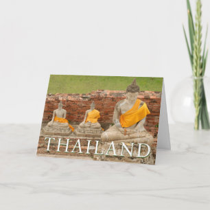 Carte De Remerciements Statues des Bouddhas assis   Ayutthaya, Thaïlande