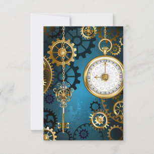 Carte De Remerciements Steampunk Arrière - plan turquoise avec Gears