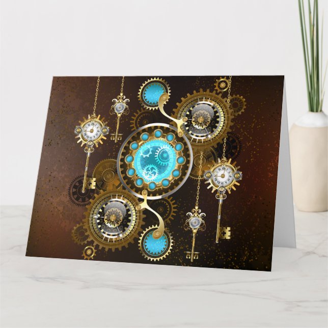 Carte De Remerciements Steampunk Rusty Background (Devant)