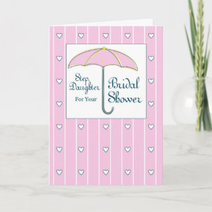 Carte De Remerciements Stepgirl, parapluie rose Fête des mariées