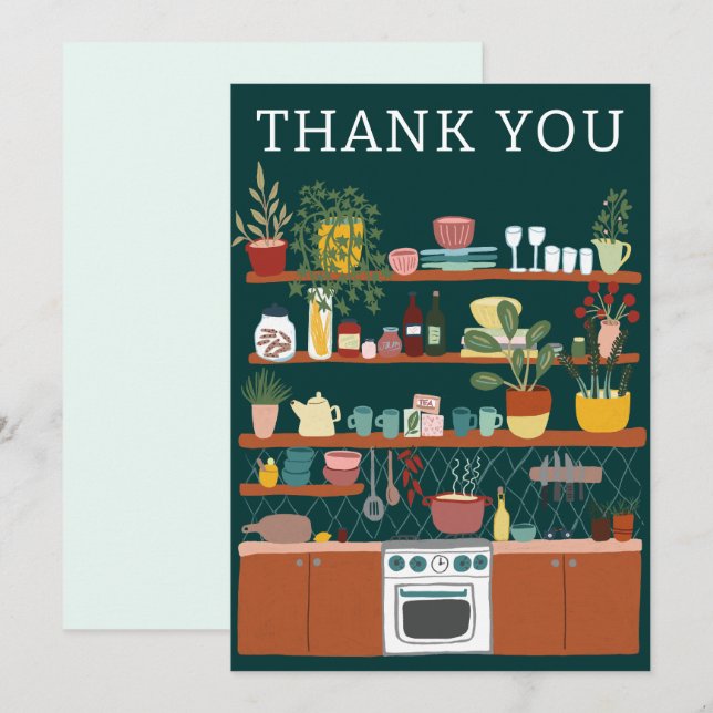 Carte De Remerciements STOCK THE KITCHEN Bridal Shower CUSTOM Cute (Devant / Derrière)