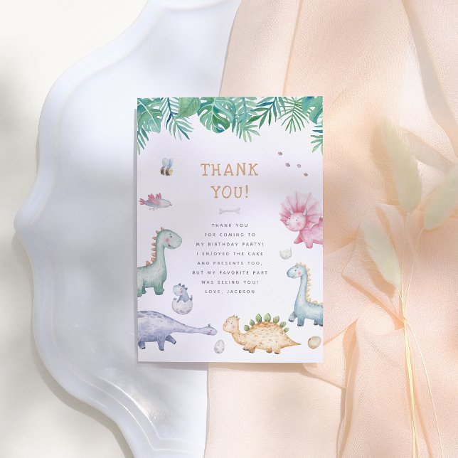 Carte De Remerciements Stomp, Chomp & Roar Dinosaur Boys Birthday Party (Créateur téléchargé)