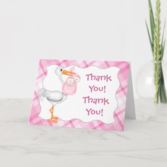 Carte de remerciements Stork & Twin Girls (Devant)