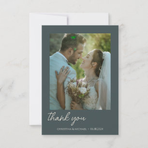 Carte De Remerciements Stormy Grey ・ Mariage de script manuscrit