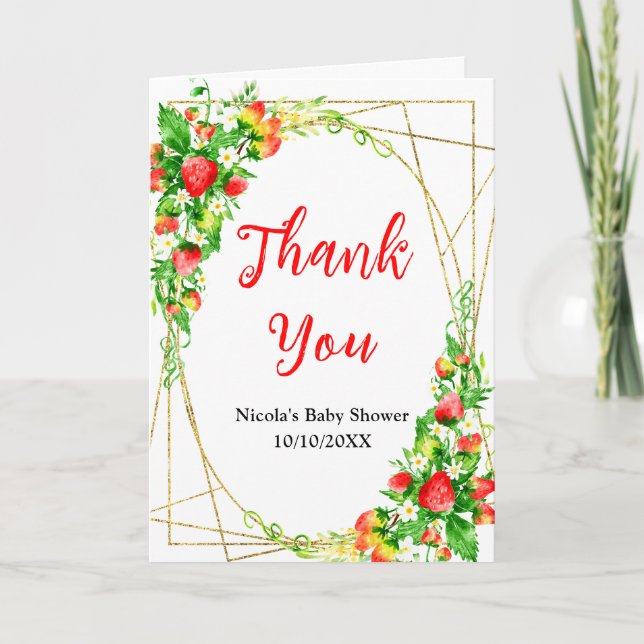 Carte De Remerciements Strawberries and Daisies Baby Shower (Devant)