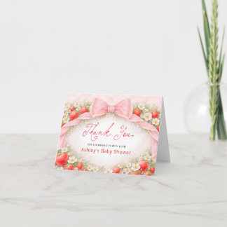 Carte De Remerciements Strawberry Bow Baby Shower Thank You