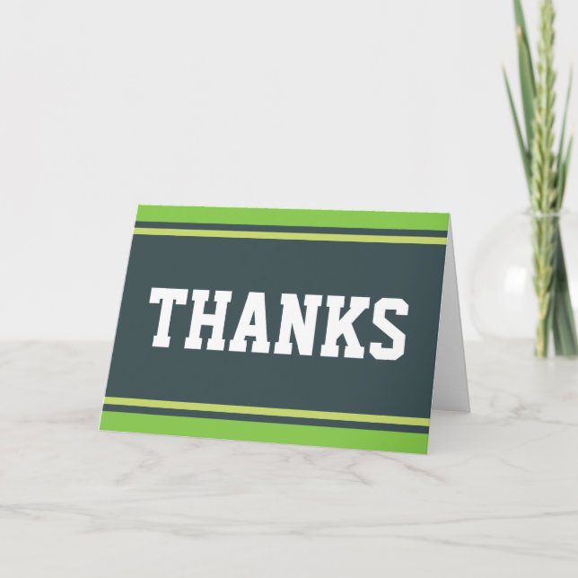 Carte De Remerciements STRIPES SPORTIVES - vert + votre texte (Devant)
