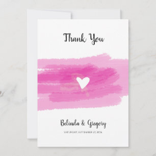 Carte De Remerciements Strokes de peinture simple et Mariage cardiaque