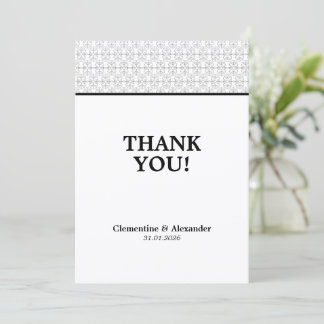 Carte De Remerciements Style Art Déco élégant noir et blanc